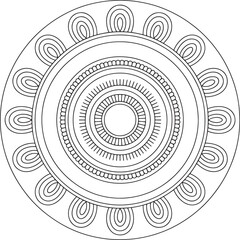 Intricate Black Outline Mandala Design pattern circular