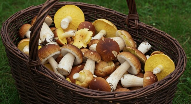 mushrooms in a basket