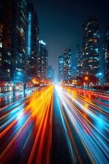 Fototapeta premium City Lights and Long Exposure Traffic.