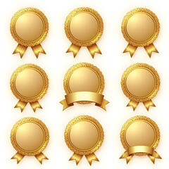 set of gold silver and bronze medals logo with badge design 