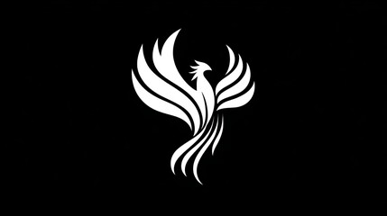 Obraz premium Black serves as the background for a white bird with its wings outlined