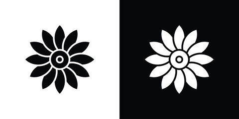 Sunflower icon, Vector graphics in filled style