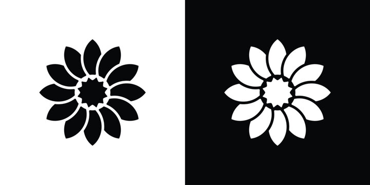 Sunflower icon, Vector graphics in filled style