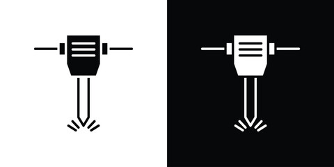 Hydraulic breaker icon, Vector graphics in filled style