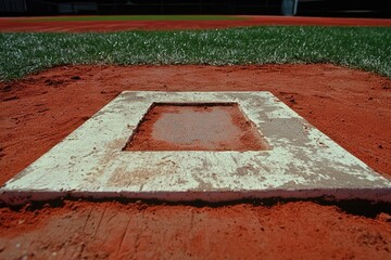 Close-up of a baseball base