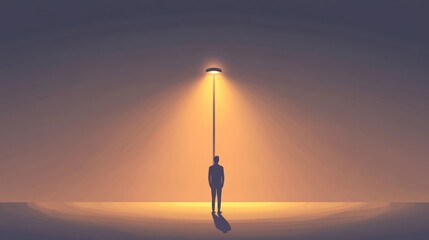 Obraz premium Silhouette figure under streetlight