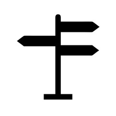 Road sign pointing in multiple directions, displayed in black and white for clarity and simplicity. Road sign showcases directional choices, perfect for indicating paths and destinations to travelers.