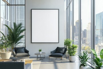 Modern waiting area with city views