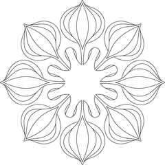 Intricate black outline floral mandala design abstract bloom