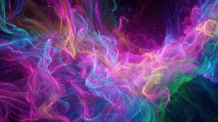 Fototapeta premium Abstract neon fractal wallpaper with space - Generative Ai