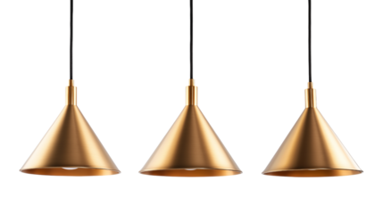 Three Golden Pendant Lights Modern Interior Lighting Design