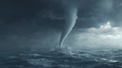 Waterspout over turbulent ocean