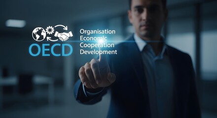 Obraz premium Global Economic Cooperation Concept of Development and Partnership - Organization, Economic Strategy, and Partnership for Sustainable Progress.