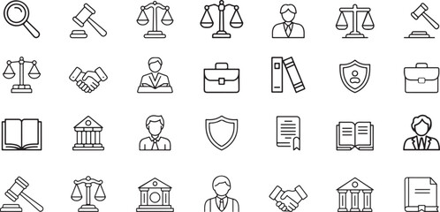 Fototapeta premium Legal symbols and icons justice court