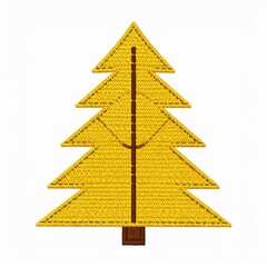 Fototapeta premium Golden Geometric Christmas Tree on White Background in Simple Design
