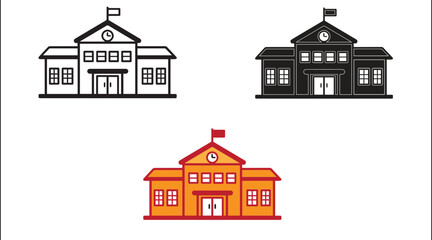 Fototapeta premium School Silhouette Vector Icon for Education, Learning, and Academic Institution Design