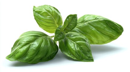 Fototapeta premium Fresh basil leaves isolated on white background