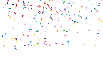 colorful confetti falling isolated on transparent png