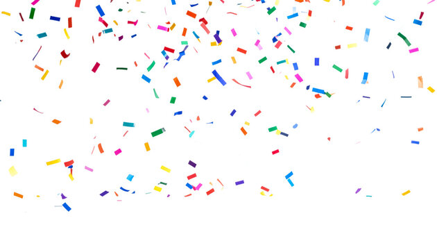 colorful confetti falling isolated on transparent png