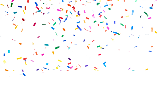 colorful confetti falling isolated on transparent png
