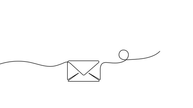 Animated paper plane with envelope continuous line drawing. Email linear symbol video animation.