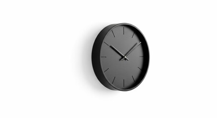 Minimalist Black Wall Clock Against White Background