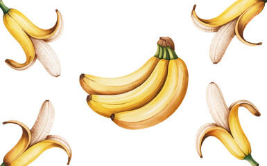 Hand-Painted Assorted Bananas and Slices
