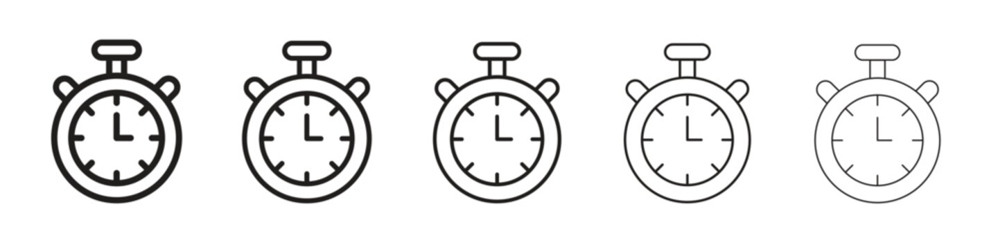 Stopwatch icon, outline vector logo illustration, linear pictogram isolated