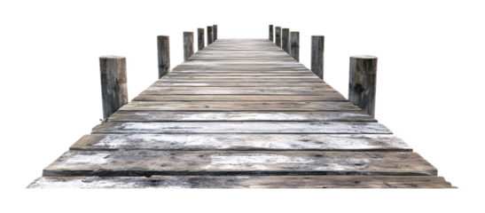 Pier for Waterfront Structures and Leisure - Isolated on White Background