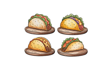 Watercolor Mexican Tacos in Soft and Hard Shells