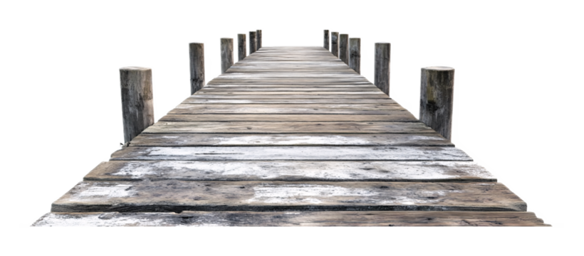 Pier for Waterfront Structures and Leisure - Isolated on White Background