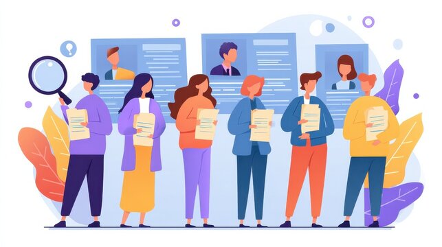 Recruitment and headhunting agency, employment service icons set. Employees hiring. Candidates, career advice, executive jobs metaphors. Vector isolated concept metaphor illustrations, no logos, no b