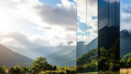 Modern structure in mountain landscape - Powered by Adobe