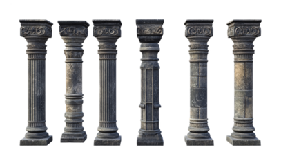 Pillars for Structural and Architectural Design - Isolated on White Background
