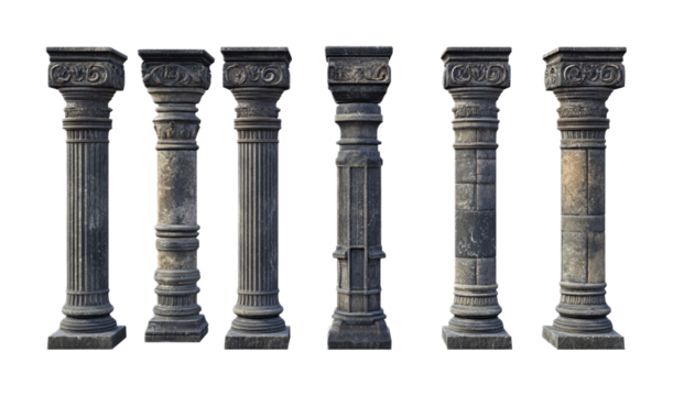 Pillars for Structural and Architectural Design - Isolated on White Background