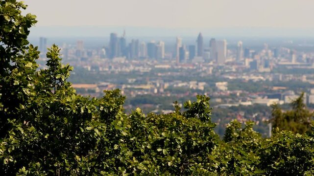 frankfurt germany from far blur 4k 25fps video