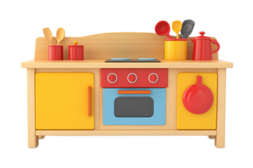 Play Kitchen for Pretend Play and Learning - Isolated on White Background