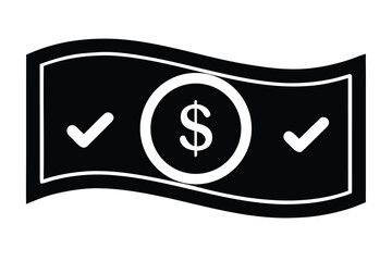 dollar note with checkmark vector icon