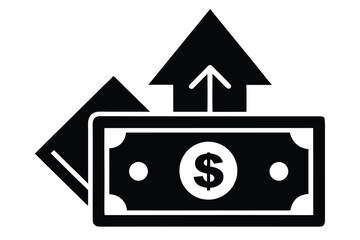 cash with up arrow deposit vector icon