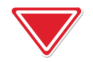 Red yield sign vector graphic for road safety and traffic awareness designs use