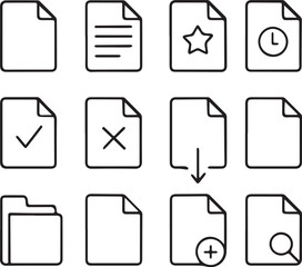 File line icons vector set on a white background