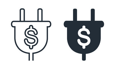 Electric plug with money icon. Illustration vector