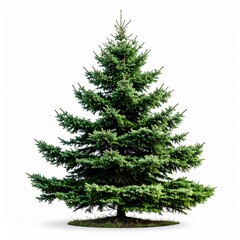 Fototapeta premium Detailed Evergreen Conifer Tree with Dense Green Needles Isolated on White