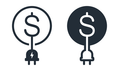 Electricity costs icon. Illustration vector