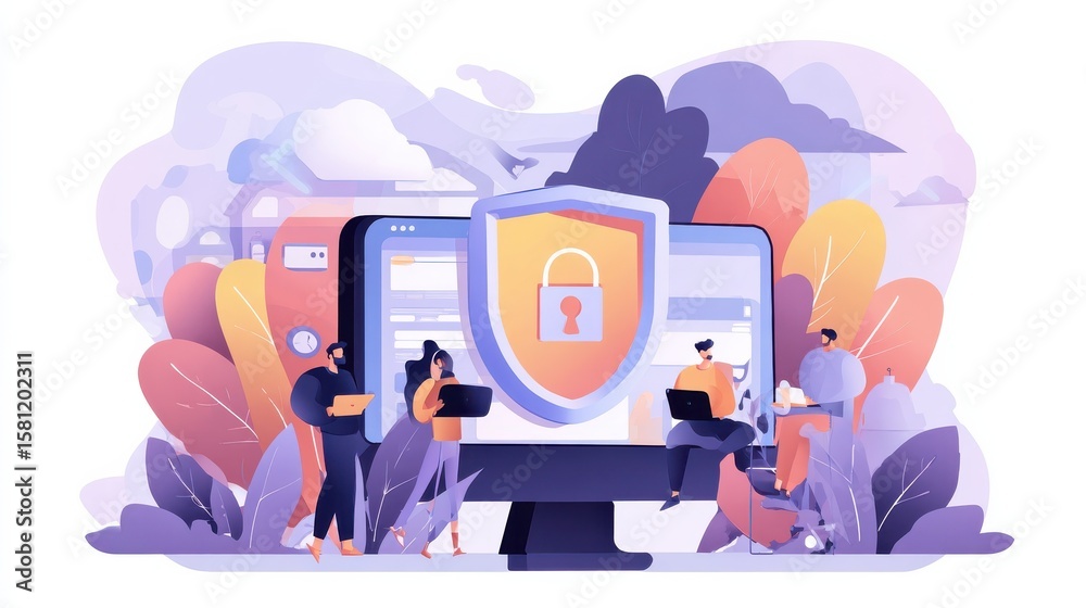 Poster secure network connection and privacy protection. internet service provider. intranet access. proxy 
