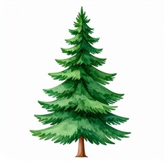 Obraz premium Isolated Green Coniferous Tree with Detailed Needles Against White Background