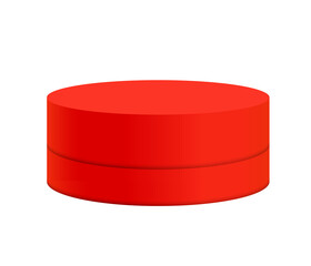 Minimal empty 3d red round podium stage platform for product presentation, showcase stand for cosmetic product advertisement isolated on transparent background	