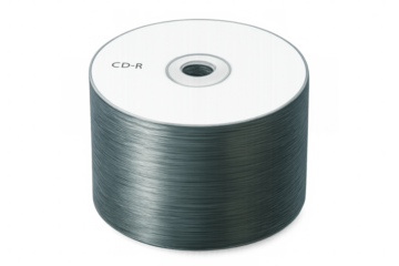 Stack of cd-r discs forming a cylinder on transparent background
