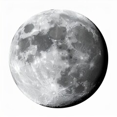 Detailed Full Moon with Visible Craters and Surface Texture on Black Background