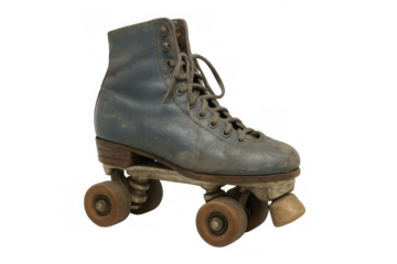 Vintage blue roller skate isolated on transparent background
